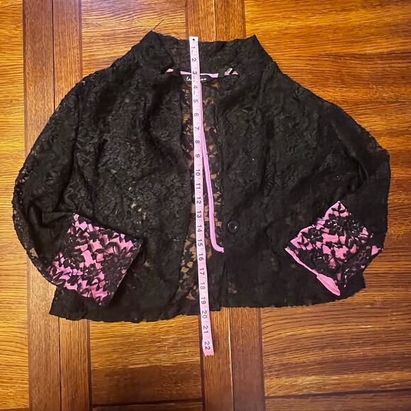 Last Kiss Vintage 80's Madonna Style Black Lace Hot Pink Blazer Jacket XL - Picture 11 of 14